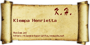 Klempa Henrietta névjegykártya